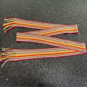 Rainbow Multicolor Crochet Knit Fringe Belt or Scarf Women's Accent Accessory